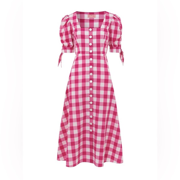 KITRI Lenora Check Midi Dress, Size UK 8/US 4 - Picture 4 of 9